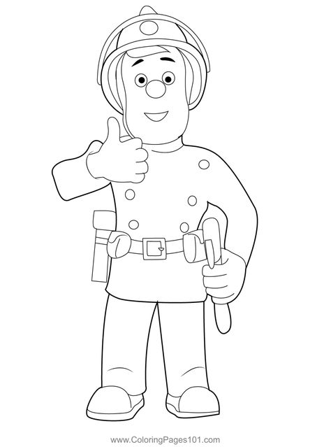 Sam Best Of Luck Coloring Page Firemen Drawing, Fireman Drawing Easy, Fire Safety Coloring Pages Free, Fireman Coloring Pages Free Printable, Firefighters Coloring Pages, Fireman Sam, Best Of Luck, Free Kids, Printable Coloring