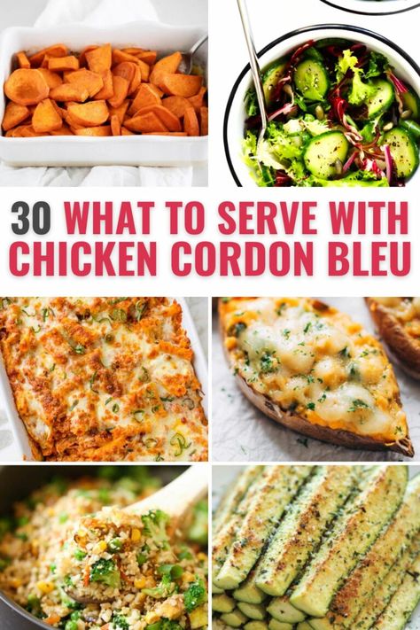 Finding what to serve with chicken cordon bleu can be hard. With this recipe collection your weekly meals will be a hit for you and your family. This recipe collection will make you less stressed out throughout the week trying to figure out what these great choices that goes with homemade chicken cordon bleu. What Goes With Chicken Cordon Blue, Chicken Cordon Bleu Sides Dishes, Chicken Cordon Bleu Dinner Sides, Side Dish For Chicken Cordon Bleu, Sides For Chicken Cordon Bleu, What To Serve With Chicken Cordon Bleu, Chicken Cordon Bleu Side Dishes, Homemade Chicken Cordon Bleu, Green Salad With Chicken