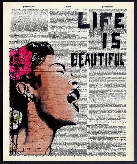 Amazon.com: Banksy Wall Art - Upcycled Dictionary Graffiti Art Print, Billie Holiday 8x10 Street Art Poster, Home Decor - Urban Wall Art Print and Room Decorations - Makes a Great Gift - 8x10 Photo Unframed : Handmade Products Street Art Poster, Urban Art Graffiti, Banksy Wall Art, Urban Wall, Urban Wall Art, Street Art Banksy, Banksy Graffiti, Banksy Art, Banksy Canvas