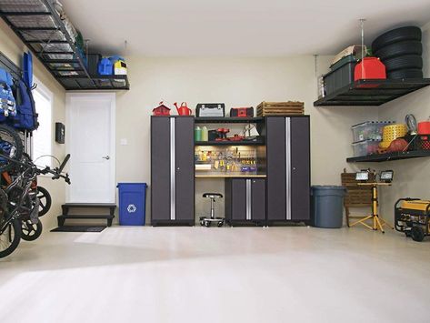 15 Best Garage Storage Systems For All Your Needs Armoire Cabinet, Steel Shelves, Mobile Workstation, Newage Products, Plate Pattern, Garage Storage Systems, Steel Garage, Integrated Handles, Steel Cabinet