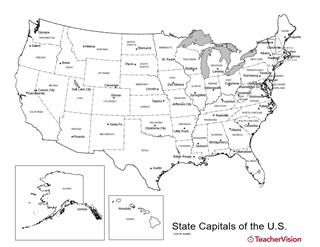 Birmingham or Montgomery? Austin or Houston? Detroit or Lansing?This U.S. map with state capitals is a great way to teach your students about the fifty states and their capitals. Also, this printable map of the U.S. will help your students understand the position and location of the capital cities of each state. It can be used as a reference tool that students can keep throughout the year. United States Outline, Learning States, United States Regions, Geography Worksheets, Map Worksheets, States And Capitals, Homeschool Geography, My Father's World, Map Outline