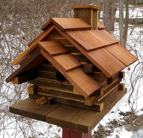 Conestoga Log Cabin Birdhouse - The Green Head Log Cabin Bird House, Cabin Birdhouse, Bird In Hand, Bird House Feeder, Rustic Log Cabin, Bird House Plans, Cedar Log, Unique Bird Houses, Bird House Kits