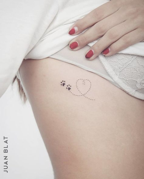 50 Adorable Micro Tattoos by Juan Blat | Page 5 of 5 | TattooAdore Tato Minimal, Pawprint Tattoo, Dog Paw Tattoo, Petit Tattoo, Paw Tattoo, Valencia Spain, Dog Tattoo, Little Tattoos, Small Tattoo