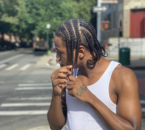 Single Braids For Men, 4 Braids For Men, Mens Braids Hairstyles Cornrows, Mens Cornrows, Men Braids Hairstyles, Cornrows For Boys, Man Braids, Single Braids Hairstyles, Twist Hair Men