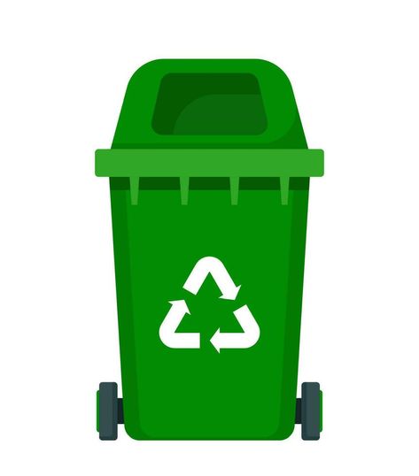 Big green recycle garbage can with recycling symbol on it. Trash bin in cartoon style. Recycling trash can. Vector illustration. Bin Illustration, Green Trash Can, Graphic Pictures, Recycle Bins, Garbage Recycling, Recycle Symbol, Recycle Bin, Garbage Bin, Trash Bin