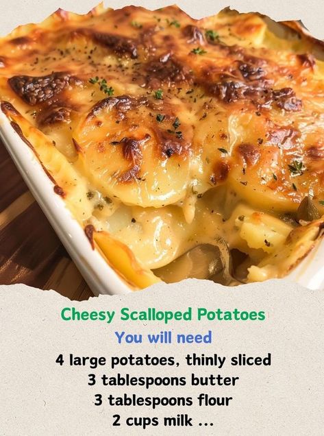 Alexander's Recipes Cheddar Scalloped Potatoes, Easy Cheesy Scalloped Potatoes, Cheesy Scalloped Potatoes Recipe, Cheap Meal Ideas, Scalloped Potatoes Easy, Cheesy Scalloped Potatoes, Potatoes Easy, Layered Potato, Scalloped Potatoes Cheesy