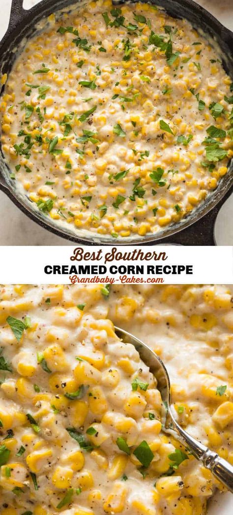 Creamed Corn Recipe Easy, Corn Recipes Side Dishes, Corn Side Dish, Creamed Corn Recipes, Cream Corn, Corn Dishes, Corn Recipe, Lake Food Ideas Summer, Food Ideas Summer