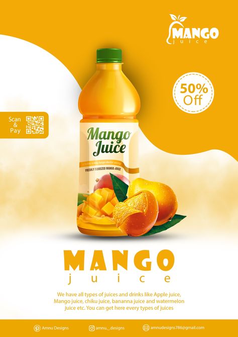 Mango juice advertisement poster design idea. Mango Juice Advertising, Mango Juice Poster Design, Juice Poster Design Creative, Mango Poster Design, Mango Graphic Design, Juice Advertising Design, Juice Ads Design, Juice Ads Creative, Drink Social Media Design