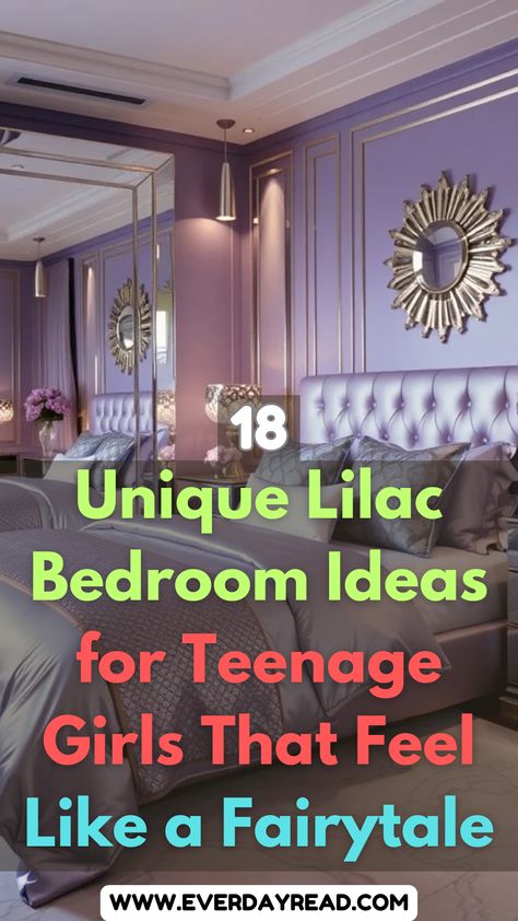 Purple Teenage Bedroom, 80s Teen Bedroom, Purple Boho Bedroom, Lilac Bedroom Ideas, Bedroom Lavender, Lilac Bedroom, Lavender Room, Teenage Bedroom, Teen Bedroom