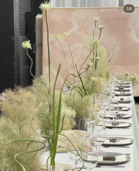 Ethereal Wedding Flowers, Babysbreath Centerpieces Round Table, Modern Wedding Table Decor, Floral Tablescape, Wedding Table Display, Nyc Florist, Bush Wedding, Modern Wedding Flowers, Garden Birthday