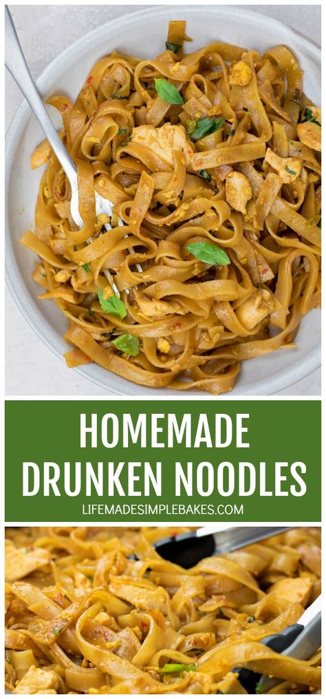 Thai Drunken Noodles Recipe, Drunken Noodles Recipe, Gf Dinners, Korean Tofu, Thai Drunken Noodles, Making Desserts, Lemon Lush, Survival Foods, Drunken Noodles