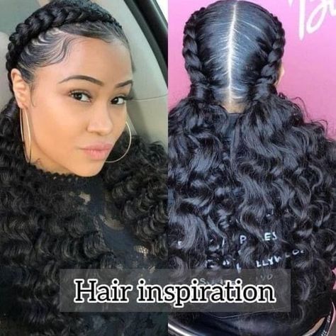 Two Braid Hairstyles, Dutch Braids, Goddess Braids Hairstyles, Feed In Braid, Braided Wig, Braids With Curls, Girls Hairstyles Braids, Cornrow, Cornrow Hairstyles