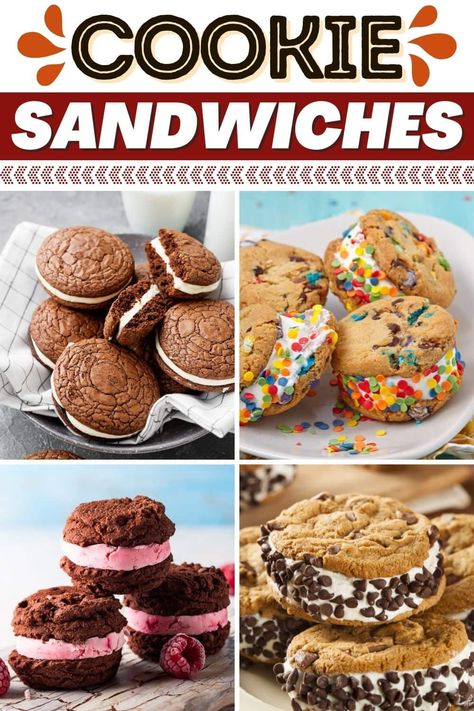 Cookie Sandwiches Recipes, Filling For Cookie Sandwiches, M&m Cookie Sandwiches, Best Large Cookie Recipes, Mini Cookie Sandwiches, Easy Cookie Sandwich Recipe, Cookie Filling Ideas, Cookie Sammies, Cookie Fillings