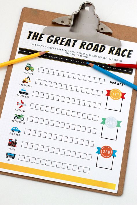 The Great Road Race + more road trip games to play - The Many Little Joys Road Trip Countdown, Roadtrip Activities For Kids Busy Bags, Road Trip Scavenger Hunt For Kids, Long Road Trip Ideas For Kids, Road Trip Games For Adults, Roadtrip Games, Diy Travel Games, Road Trip Activities For Kids, Road Trip Games For Kids