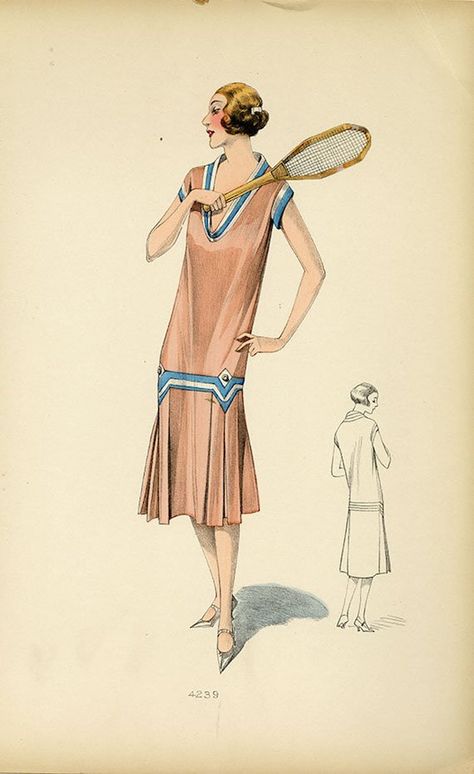 Womens fashion 1920s - Tennis dress 1926, designer unknown. 1920 Women's Fashion, Style Année 20, 1920 Women, 1920s Fashion Women, 1920s Women, Madame Gres, 1920 Fashion, Vintage Tennis, 20th Century Fashion