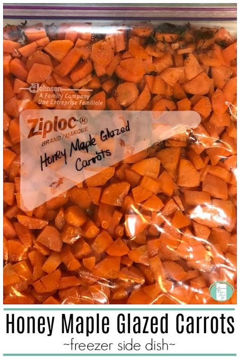 Make Ahead Honey Maple Glazed Carrots freezer side dish #freezermeals101 #freezercooking #freezermeals #sidedish #carrotrecipes #glazedcarrots Make Ahead Thanksgiving Recipes Freezer, Make Ahead Carrots Side Dish, Freezable Vegetable Side Dishes, Freezer Friendly Vegetable Side Dishes, Freezer Veggie Sides, Make Ahead Carrots Thanksgiving, Freezable Side Dishes, Thanksgiving Sides Make Ahead, Thanksgiving Side Dishes Make Ahead