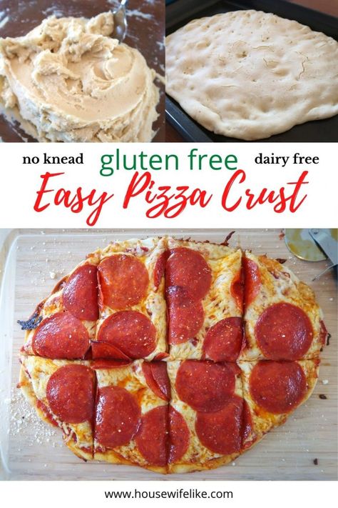 Gluten Free Pizza Crust Recipe, Gluten Free Pizza Recipes, Easy Pizza Crust, Gluten Free Pizza Dough, Gluten Free Easy, Dairy Free Pizza, Gluten Free Dough, Pizza Crusts, Gluten Free Pizza Crust