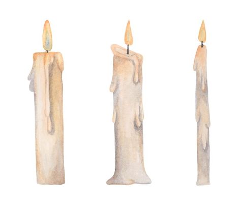 Candle Painting Watercolor, Burning Candle Painting, Painting Of Candle, Watercolor Candles Painting, Candle Art Drawing, Candles Drawing, Candles Watercolor, Candle Painting Art, Candles Illustration