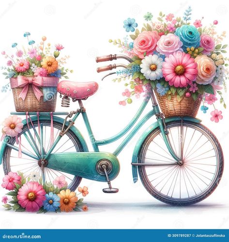 This watercolor-style clip art offers a delightful blend of vintage charm and floral beauty, providing versatile options for use in various creative endeavors. Whether for invitations, greeting cards, or any project that calls for a touch of whimsy, this illustration adds a playful and enchanting element to your designs. Bicycle With Flowers, Mountain Vector, Abstract Animal Art, Ride Bicycle, Watercolor Clip Art, Flowers Watercolor, Black Silhouette, Whimsical Wedding, Autumn Cozy