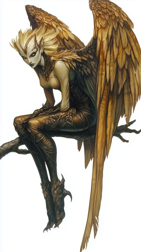 Greek Mythology Creatures Art, Harpy Greek Mythology, Harpy Character Art, Half Deer Half Human, Dnd Harpy, Harpies Mythology, Harpy Aesthetic, Harpy Mythology, Owl Harpy