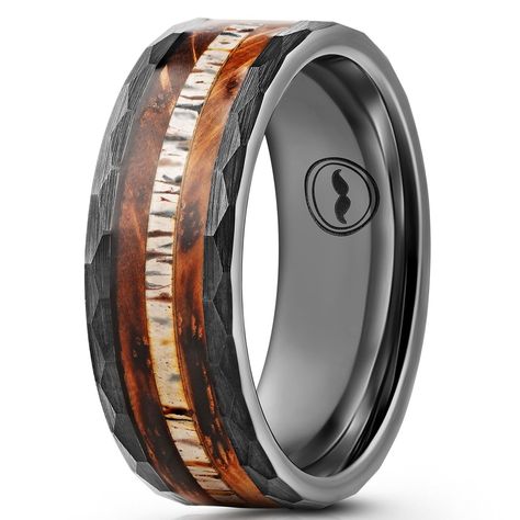 PRICES MAY VARY. INCLUDED IN EVERY PURCHASE: Gentlemen's Bands premium grade wedding bands for men ship in a beautiful, modern walnut display box and include a leather drawstring pouch and silicon activity band DURABLE: Tungsten carbide is 10 times stronger than gold – no tarnishing, scratches, or deformities, ever. Our rings are made to last forever, symbolic of your relationship BEAUTIFUL DESIGN & FUNCTION: The exquisite black tungsten brushed texture highlights the whiskey barrel wood with gu Mens Whiskey Barrel Wedding Bands, Antler Rings For Men, Mens Wedding Band Unique, Leather Drawstring Pouch, Wedding Ring Men, Whiskey Barrel Wedding, Wood Deer, Black Whiskey, Antler Ring