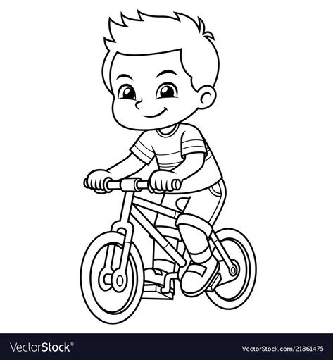 Bicycle Drawing, Red Bicycle, Ride Bike, Ride A Bike, Rainbow Canvas, Riding A Bike, Kids Coloring Book, Coloring Pages For Boys, Digi Stamps