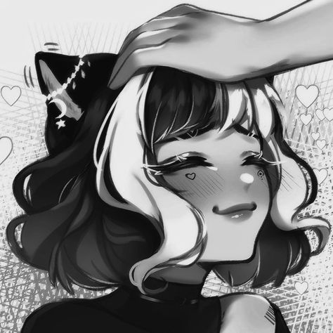 Black And White Hair Drawing, Goth Catgirl, Cat Girl Oc, Cat Girl Pfp, Catgirl Pfp, Circular Pfp, Fall Moon, Goth Pfp