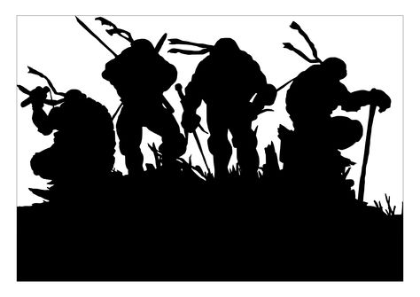 Teenage Mutant Ninja Turtles Silhouette. Acrylic on Canvas Gallery quality print. Old Fashion Chocolate Cake, Punch Needle Design, Mutant Ninja Turtles Party, Turtle Silhouette, Turtle Party, Vinyl Bumper Stickers, Artwork Ideas, Silhouette Stencil, Silhouette Vinyl