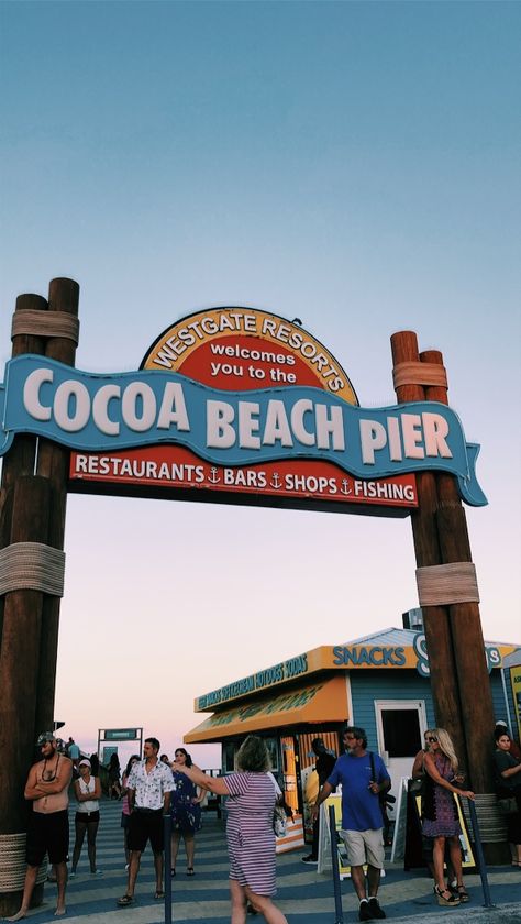 Cocoa beach pier is the absolute cutest. It has a restaurant overlooking the beach, little shops, and historical facts and pictures everywhere about the areas history.  #florida #cocoabeach #beach #vacation #travel #pier Coco Beach Florida, Beach Kayak, Beach In Florida, Miss Florida, Florida Pictures, Cocoa Beach Florida, Seaside Florida, University Of Central Florida, Places In Florida