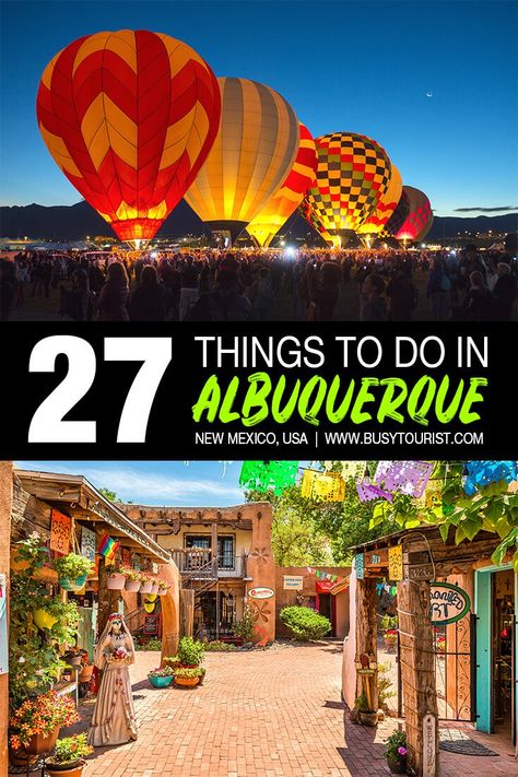 Wondering what to do in Albuquerque, New Mexico? This travel guide will show you the top attractions, best activities, places to visit & fun things to do in Albuquerque, NM. Start planning your itinerary and bucket list now! #albuquerque #newmexico #newmexicotravel #usatravel #usatrip #usaroadtrip #travelusa #vacationusa #ustravel #ustraveldestinations #americatravel Alburque New Mexico, What To Do In New Mexico, What To Do In Albuquerque New Mexico, Albuquerque Things To Do, Albuquerque New Mexico Things To Do In, Things To Do In Albuquerque New Mexico, Visiting Albuquerque, Albuquerque Downtown, New Mexico Travel