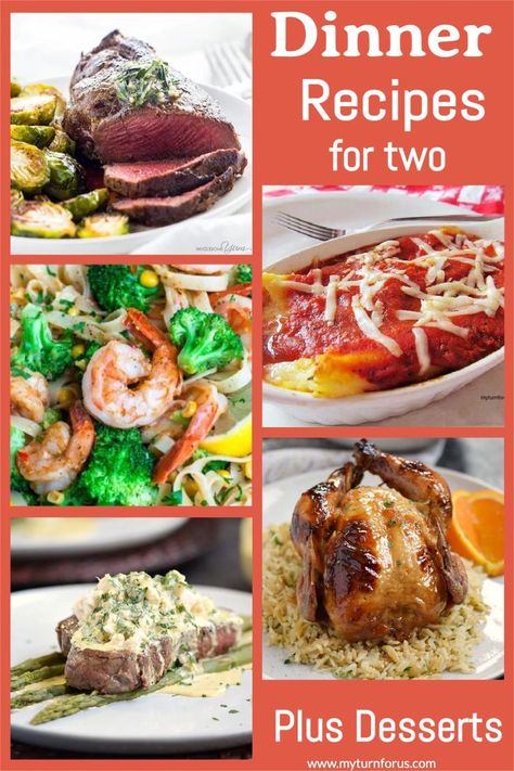 Dinner for two at home should be easy but sometimes it’s just not. Whether you are an empty nester or you and your sweetie are celebrating Valentine’s Day, an anniversary or just a special night at home, it can be a challenge. We are here to help with this collection of 15 dinner Recipes for two and we have included a bonus of 5 romantic desserts. #DinnerForTwo #RecipesForTwo #myturnforus #RomanticDesserts #DinnerRecipesForTwo Dinner For Two Recipes, Favorite Dinner Recipes, Valentine Food, Romantic Desserts, Decadent Chocolate Desserts, Holidays Ideas, Favorite Dinner, Dinner Recipes For Two, Favorite Recipes Dinner