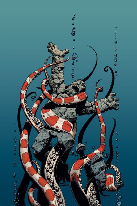 Octopi tentacles wrapping around a rock monster Rich Corben, Richard Corben, Bd Art, Motif Art Deco, Octopus Art, Bd Comics, Dark Horse Comics, Science Fiction Art, Horror Comics