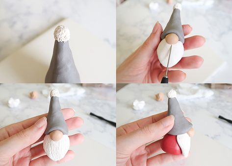 Polymer Clay Christmas Gnome Tutorial | Woo! Jr. Kids Activities Polymer Clay Gnome Ornaments, Polymer Clay Christmas Gnomes, Clay Gnomes Diy How To Make Step By Step, Polymer Clay Gnomes Diy, Diy Clay Gnomes, Sculpey Clay Ideas Tutorials, Polymer Gnome, Clay Gnomes Diy, Polymer Clay Gnomes Tutorial