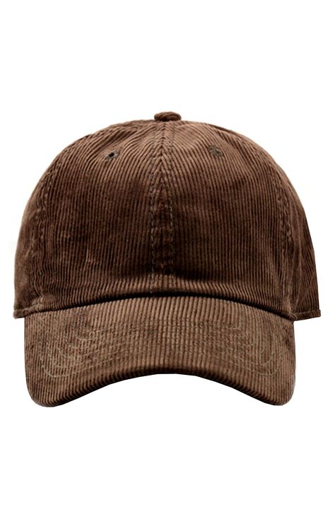 PRICES MAY VARY. FEATURES: Pre-curved visor. Medium profile soft shell 6 panel baseball cap with 6 embroidered eyelets for air ventilation. MATERIAL: 100% Cotton solid corduroy body soft shell body. Lightweight but durable and soft Cotton material provides cozy, comfortable and breathable wear for everyday activities. The unisex design makes it suitably perfect for both men and women. SIZE: One size fits most. Adjustable brass Newhattan Logo metal buckle closure. MEASUREMENTS: Crown to Button- m Brown Baseball Cap, Plain Baseball Caps, Corduroy Hat, Closet Wishlist, Air Ventilation, Vintage Cap, Everyday Activities, Comfy Fashion, Soft Shell