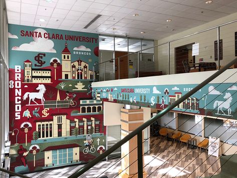 University Environmental Graphics, University Mural, Hallway Mural, Graphic Mural, Santa Clara University, Notre Dame University, Mural Design, Environmental Graphics, Mural Painting