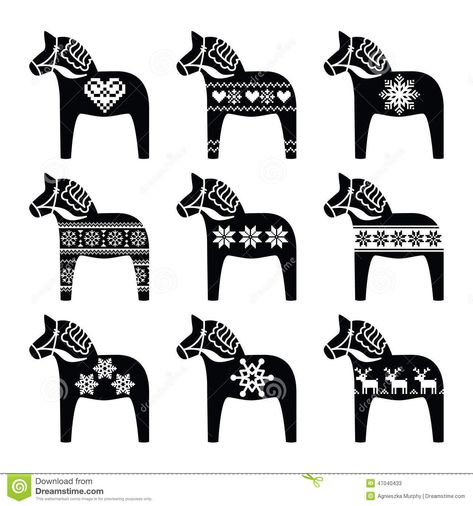 How To Paint A Dala Horse, Dala Horse Pattern, Christmas Horse, Swedish Christmas, Dala Horse, Horse Tattoo, Horse Pattern, Scandinavian Folk Art, Hobby Horse