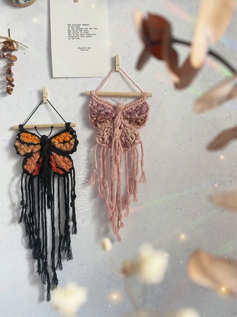 Macraweave Wall Hanging, Butterfly Macrame, Macrame Butterfly, Butterfly Wall Hanging, Mini Butterfly, Yarn Wall Art, Largest Butterfly, Craft Markets, Macrame Ideas