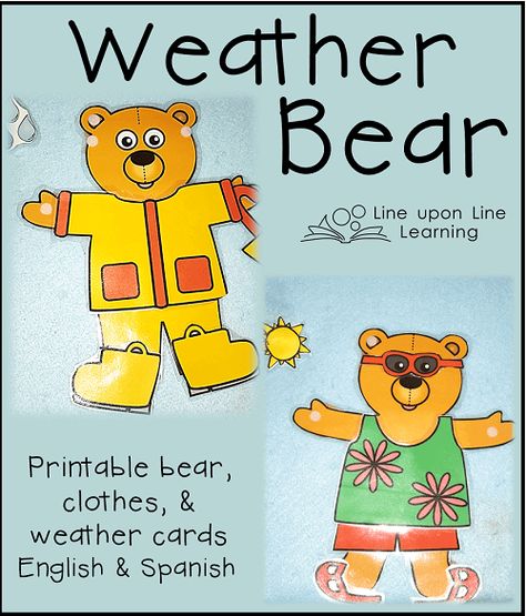 Adding a Weather Bear to Preschool Calendar or Circle Time Preschool Calendar, Preschool Weather, Weather Cards, Weather Crafts, Circle Time Activities, Weather Theme, Preschool Circle Time, Weather Unit, Calendar Time