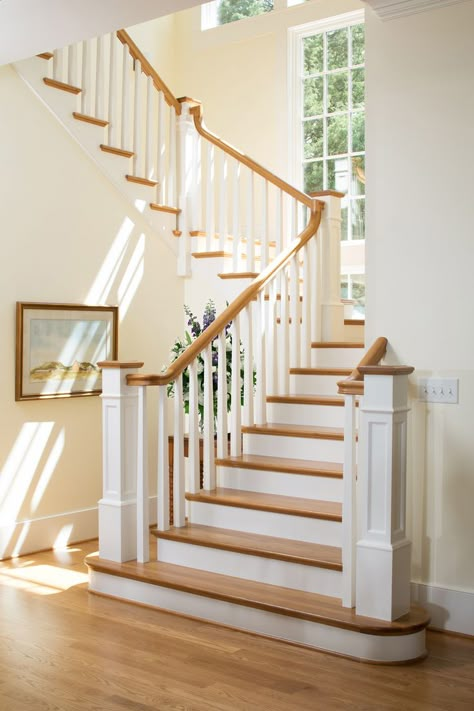 Painted Stairs Ideas, Stair Makeover, Traditional Staircase, Stairs In Living Room, House Staircase, Stairs Ideas, Staircase Remodel, Staircase Makeover, Stair Remodel