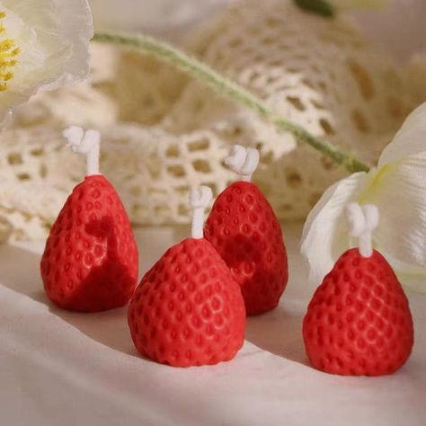 Fruit Candle, Strawberry Candle, Fruit Candles, Strawberry Color, Dessert Candles, Shaped Candle, Real Fruit, Candle Cake, Wedding Souvenirs