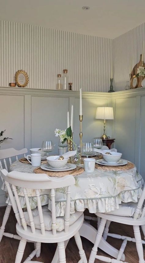 Follow along to see how the lovely @pagesofemma revamped her dining room with pieces from the Laura Ashley Home Collection. Emma has brought her vision... | By Laura Ashley | Facebook Laura Ashley Kitchen, Colour Sage Green, Collected Interiors, Laura Ashley Home, Ashley Home, Dado Rail, Dining Room Makeover, Simple Living Room, Decorative Mouldings