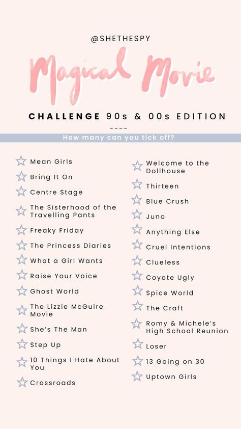 Magical Movies List, 90s Movie List, 90s 00s Movies, 00s Movies, Magical Movies, Movies 90s, Netflix Movie List, Movie Challenge, Disney Movies List