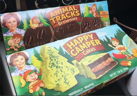 Little Debbie Animal Tracks Brownies and Happy Camper Cakes Lil Debbie Snacks, Big Deborah, Debbie Cakes, Camper Cakes, Little Debbie Snack Cakes, 2000s Stuff, Lil Debbie, Debbie Snacks, Finding Bigfoot