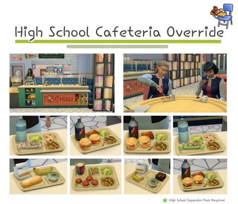 Sims 4 Realistic Mods, High School Cafeteria, Sims 4 Realistic, Sims Traits, Sims 4 Tsr, Sims 4 Game Mods, Sims 4 Mm Cc, School Cafeteria, Casas The Sims 4