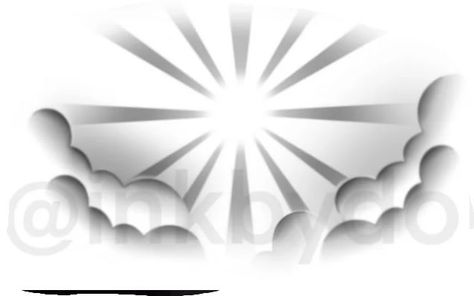 Sunlight Tattoo Designs, Shading Ideas For Tattoos, Cloud Background Tattoo, Heaven Tattoo Design, Cloud Tattoo Design, Clouds Tattoo, Sky Tattoos, Half Sleeve Tattoos Forearm, Cloud Stencil