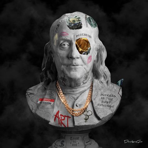 Vandalized Statues — Echoes of Artistic Expressions. Benjamin Franklin Bust | Images :: Behance Blur Photography, Graffiti Illustration, Tattoo Project, Graffiti Wall Art, Shirt Print Design, Public Art, Behance Portfolio, Art Project, Installation Art