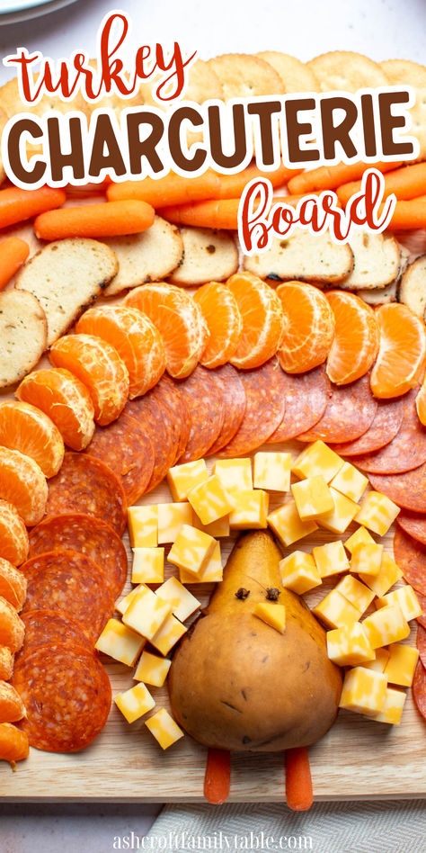 A Thanksgiving turkey charcuterie board with meat, cheese, veggies, and fruit served as a kid-friendly appetizer. Thanksgiving Appetizer Charcuterie Board, Thanksgiving Kid Appetizers, Thanksgiving Appetizers Turkey Shape, Kids Thanksgiving Charcuterie Board, Turkey Themed Food, Thanksgiving Turkey Charcuterie Board, Thanksgiving Creative Food, Thanksgiving Appetizer Board, Turkey Appetizers Thanksgiving