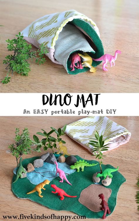 Easy DIY dinosaur play mat toy | Play mat diy, Diy kids toys, Diy for kids Dinosaur Play Mat, Play Mat Diy, Diy Dinosaur, Dinosaur Play, Diy Bebe, Diy Kids Toys, Operation Christmas Child, Busy Bags, Baby Diy