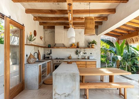 Dirty Kitchen Design, Outside Kitchen, Dirty Kitchen, Outdoor Kitchen Plans, Kabinet Dapur, Asian Homes, Rustic Kitchen Design, Beach House Design, Trendy Home