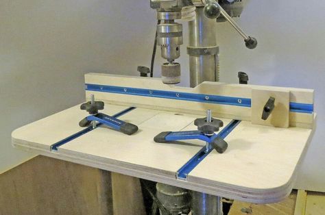 Drill Press Table Plans, Woodworking Drill Press, Drill Press Stand, Press Table, Drill Press Table, Rockler Woodworking, Wood Shop Projects, Drill Press, Woodworking Jigs